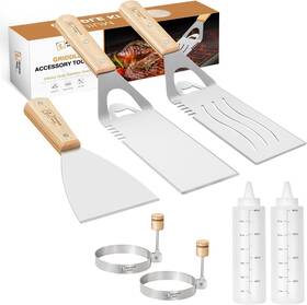 Double Two 445056381308 Griddle Accessories Kit Spatula Tools Set Flat Top For Outdoor Camping
