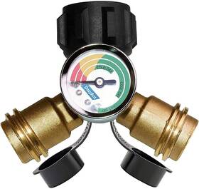 Dozyant 713871994575 Propane Tank Y Splitter Adapter With Gauge 2 Way Lp Gas Tee