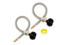 Haw-a-381-s-a-6 Dqsdc 15 Inch Rv Propane Hose With Gauge 1/4 Stainless Steel Braided Qcc1
