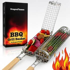 Dragonflames 313050343301 Grill Well 2.0 - Rolling Basket 2 Pcs Ideal As Birthday Gift For Dad Who