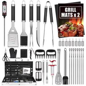 Dyiom 313093461437 38-piece Stainless Steel Bbq Grill Accessories Set In Black