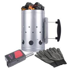 Eau 791378660315 Large Charcoal Chimney Starter 11x7 Inch With Set Fireplace