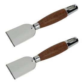 Ex1187 Eiks 2 Pack Stainless Steel Scraper With Wooden Handle For Cleaning Cast Iron Skil