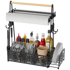 B0cwl2lkl1 Eknitey Camping Griddle Caddy Bbq Utensil Holder Organizer - Heavy Duty Steel