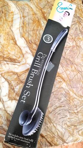 Et8019 Emeril 18 Inch Professional Bbq Tool 3 Heads 2x Stainless Steel Brush Grill Stone