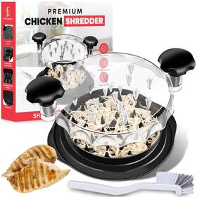 Es Productss 197644935574 Premium Chicken Shredder- Large Breast Tool Twist With Brush-transparent Meat