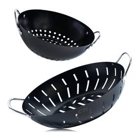 Ls-st1589 Esie Houzie Grill Basket Set Of 2 Nonstick Pan With Holes And Handle For Outdoor Gr