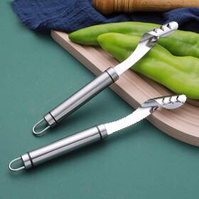 Essivox 726899503148 2pcs Pepper Corer Kitchen Tool Set With Serrated Slice For Chili Sliver