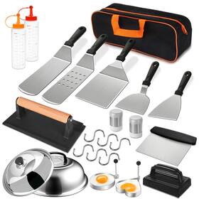 Amazon-xike-0060us Ewfen 24pcs Griddle Accessories Set Stainless Steel Flat Top Grill Spatula Kit For
