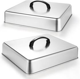 Xike-0119us Ewfen 2pcs Rectangular Basting Cover Stainless Steel Cheese Melting Dome Steaming Cov