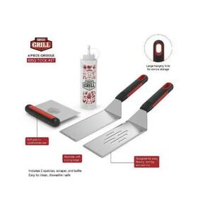 Expert Grill 895175701816 Soft Grip 4 Piece Griddle Set 2 Spatulas Scraper Squeeze