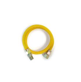 Ez-fluid 641945118612 24 Inch S.s Corrugated Yellow Epoxy Coated 3/4 Mip X Fip 5/8 Od Gas Flex Fle