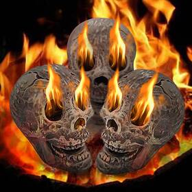 Fan0940-3 Fanfx Ceramic Human Skull Fire Log - Fireproof For Pit Fireplace Gas H