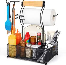 Fangsun 313103151112 Grill Caddy Bbq With Paper Towel Holder Picnic Condiment