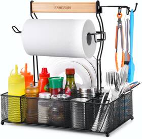 Fangsun 711181084696 Grill Caddy With Paper Towel Holder Bbq Utensil Organizer Large Campin