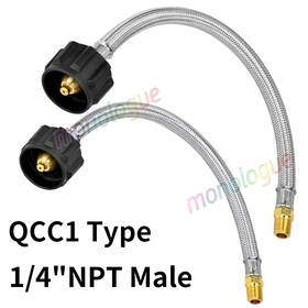Flame King 850034692180 Pair 2 Rv 12 Inch Steel Braided Pigtail Propane Gas Hose Tank Connector Trailer