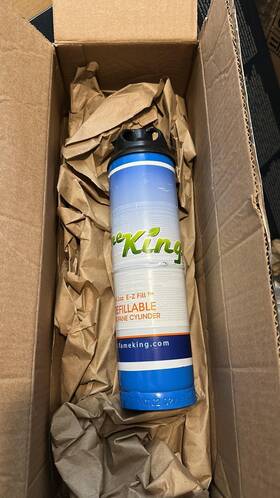 Flame King 850034692524 1 Lb Empty Propane Welding Cylinder Reusable And Dot Compliant 14.1 Oz Blue