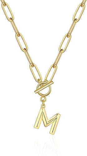 Ysn301 Flameking Toggle Clasp Capital A-z Initial Necklace For Women Hiphop Gold Alphabet Pendant