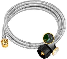 Foinwer 749596158206 6 Ft Propane Hose Adapter 1lb To 20lb Stainless Braided Tank