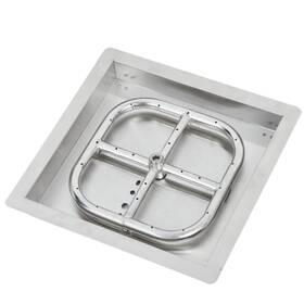 Garveetech 967753687831 Stainless Steel Square Fire Pit Burner 12x12 Drop In Kit Inch