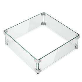 12564152516 Gaspro 19.5 Inch Glass Wind Guard For Square Fire Pit Table Thick And Sturdy Temper