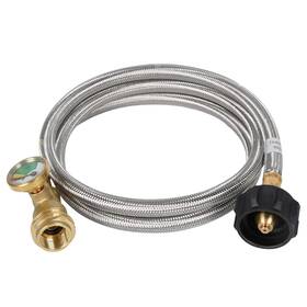 Gassaf 778601400306 5ft Propane Tank Extension Hose With Gauge Acme To Qcc Pol Fittings Rv Grill