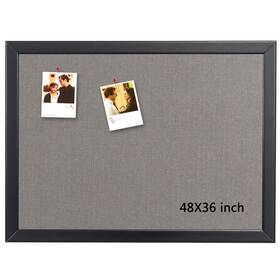 Bb3-grey Gideal Gi Large Bulletin Board 36 X 48 Inch 100% Wood Framed Canvas Cork