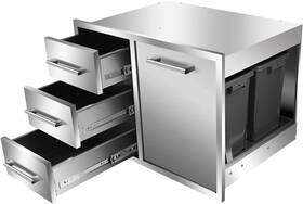 742917 Globamboo Outdoor Kitchen Drawer Combo Bbq Access Trash Damaged Corner