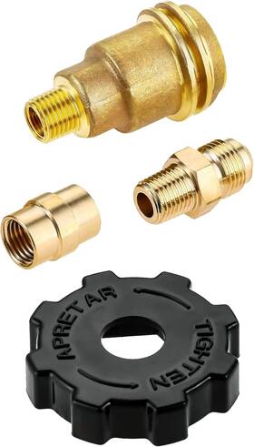 00020 Gocayio 3 Pack Qcc1 Nut Propane Tank Adapter Brass 1/4 Inch X Npt Female 3/8 Flare