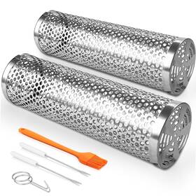2pcs-skl Godehone 2 Pcs Grill Basket 304 Stainless Steel Rolling Baskets For Outdoor Gri