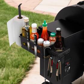 Goldusk 758899203025 Storage Bin For Traeger Grills With Paper Towel Holder And Drink Acces