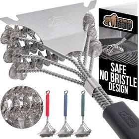Gorilla Grip 840316717557 Heavy Duty No Bristle Triple Helix Grill Brush With Black