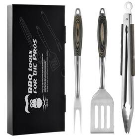 Zjus-gt02v Grilaz Stainless Steel Bbq Tool Set With Veined-dyed Wooden Handles Heavy D