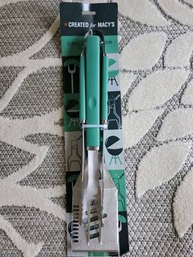 Grill Master 810012198967 3-piece Set Macys Bbq Utensils Stainless Steel Silicone