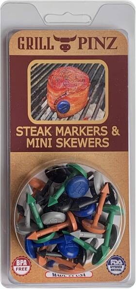 Grill Pinz 313102929934 Steak - Safe Reusable Nylon Food Markers For Marking Desired Grillin
