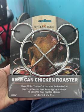 188067 Grill Zone 052088013571 Beer Can Chicken Roaster New