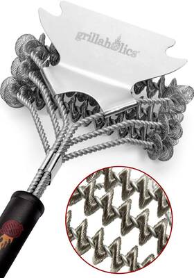 X001j4gddf Grillaholics Bristle Free Grill Brush For Outdoor Safe Bbq With Built-in Scraper