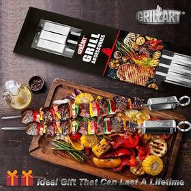 Grillart 658437081286 Kabob Skewers For Grilling - Metal Forkabobs With Slider 17 Inch 10 Pcs