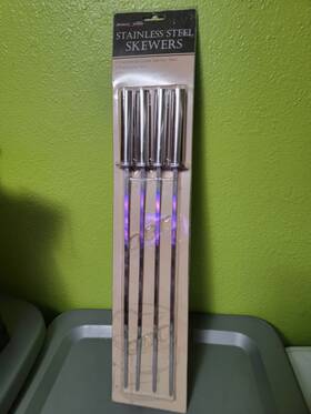 02d74cbe-8a33-47 Grilling Enthusiast 4 Piece Commercial Grade Stainless Steel Bbq Skewers Mirror Polished