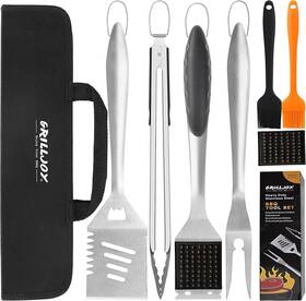008b Grilljoy 8pcs Bbq Grill Tools Set With Extra Thick Stainless Steel Spatula Fork Tong