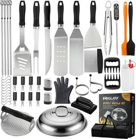Grilljoy 445020412427 46pc Griddle Accessories Set With Robust Plastic Handle All-in-one Gri