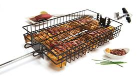 24785 Grillpro Manufacturing Company Nonstick Flat Spit Rotisserie Grill Basket Free Shipping
