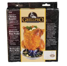 41332 Grillpro Grill Pro Beer Can Chicken Roaster Roasting Stand Stainless Steel Bbq Oven New