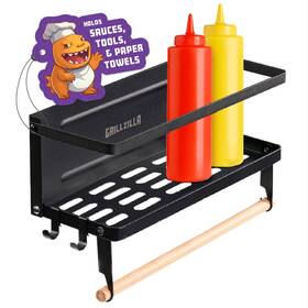 Grillzilla 810088271823 Grill Armory - Magnetic Caddy Bbq Shelf Organizer And Tool Holder Strong For Gas