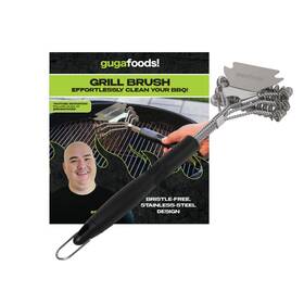 Guga Foods 740275301807 Grill Brush And Scraper- Bristle Free Stainless-steel Safe Outdoor Bbq Grate