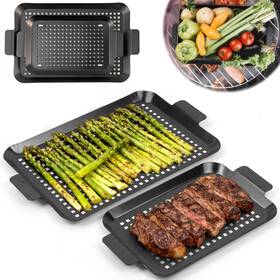 Guogiyala 797465575548 2pcs Grill Pan Topper For Outdoor - Non-stick Enamel Coating Gri