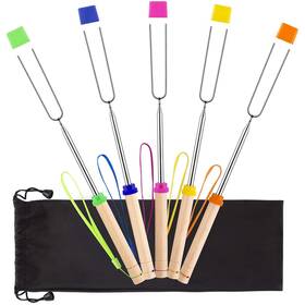 Hadoife 603894677169 Marshmallow Roasting Sticks 5pcs Hanging Telescoping Smores Skewers 32 Inch B