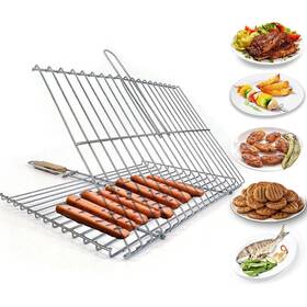 Hakan 850044493180 Grill Basket For Outdoor Bbq With Wooden Handle