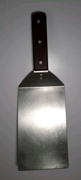 Hand Made 860000235570 Offset Burger Griddle Spatula Stainless Steel Riveted Micarta Handle Square 11 Inch