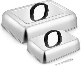 Hasteel 445009828812 Stainless Steel Basting Cover For Flat Top Griddle Bbq Steaming Grilling 2 Pcs